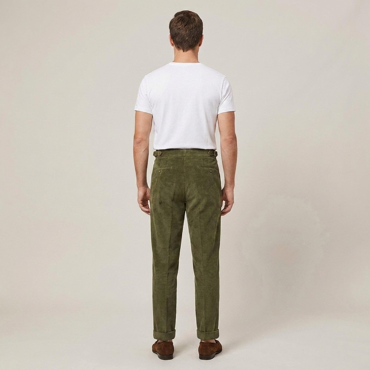 PLUXSTYLE::numise::mens-high-rise-pleated-pants::back
