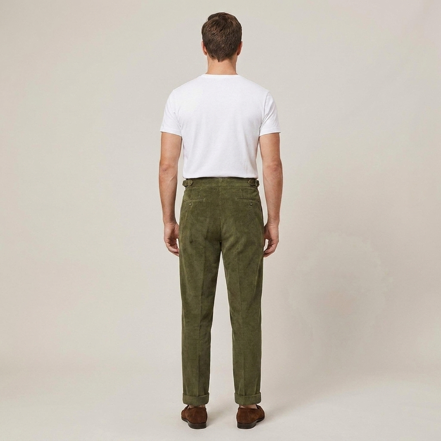 PLUXSTYLE::numise::mens-high-rise-pleated-pants::back