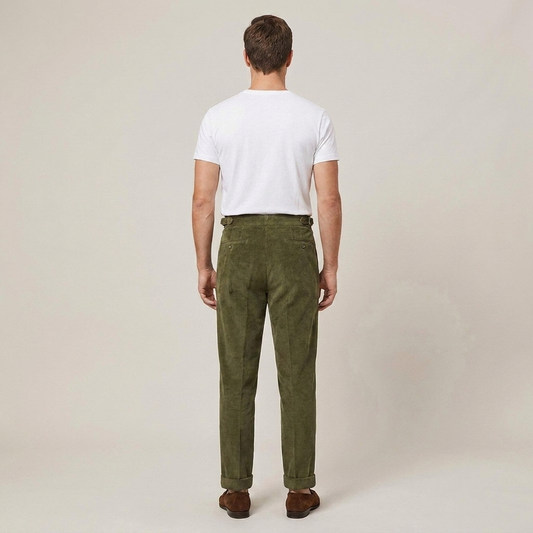 PLUXSTYLE::numise::mens-high-rise-pleated-pants::back