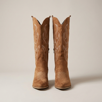 PLUXSTYLE::numise::poppy-heeled-knee-high-cowboy-boots::pack-chocolate-brown