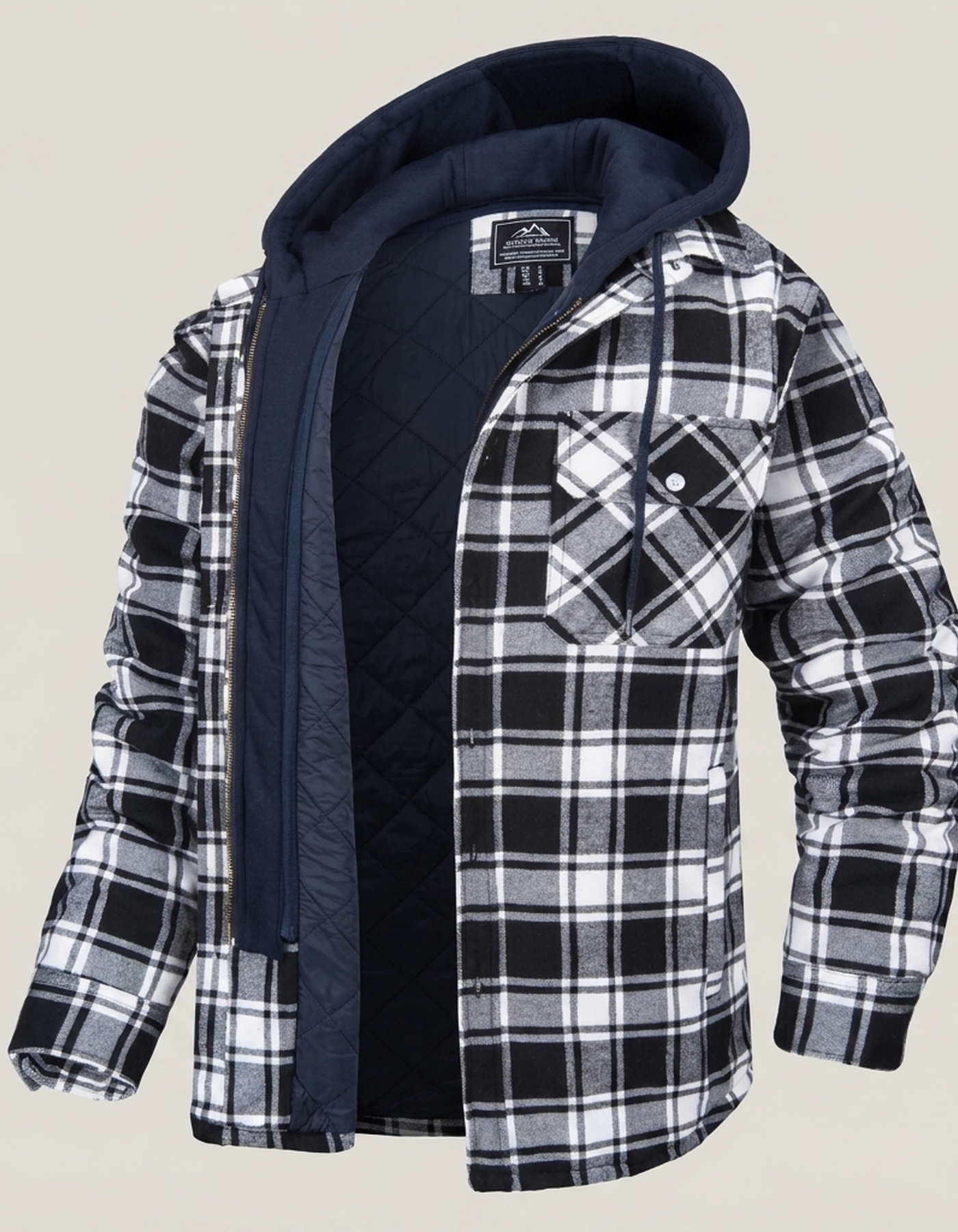 PLUXSTYLE::numise::mens-plaid-winter-parka::pack-navy-blue