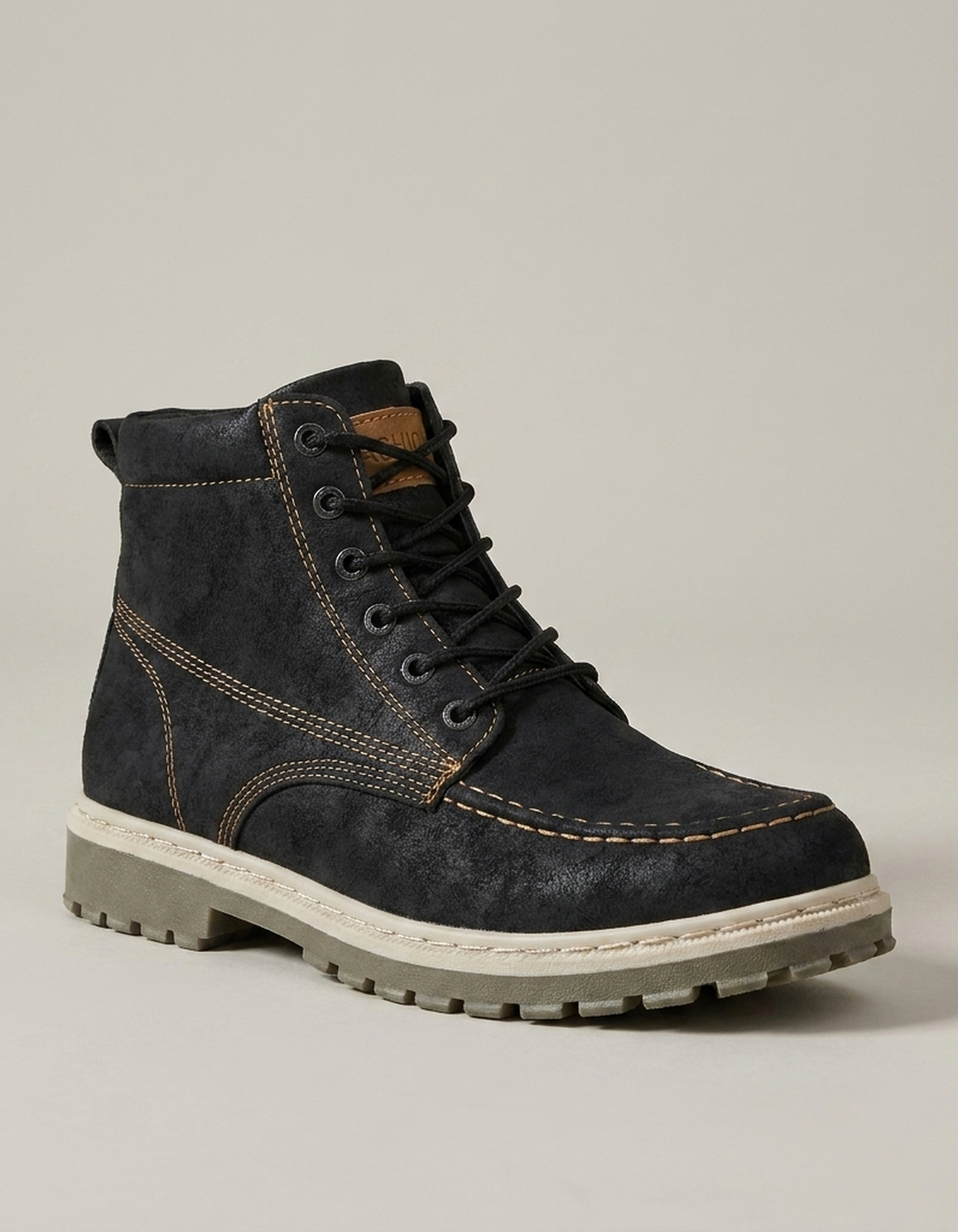 PLUXSTYLE::numise::mens-moc-toe-wedge-ankle-boots::closeup-hero