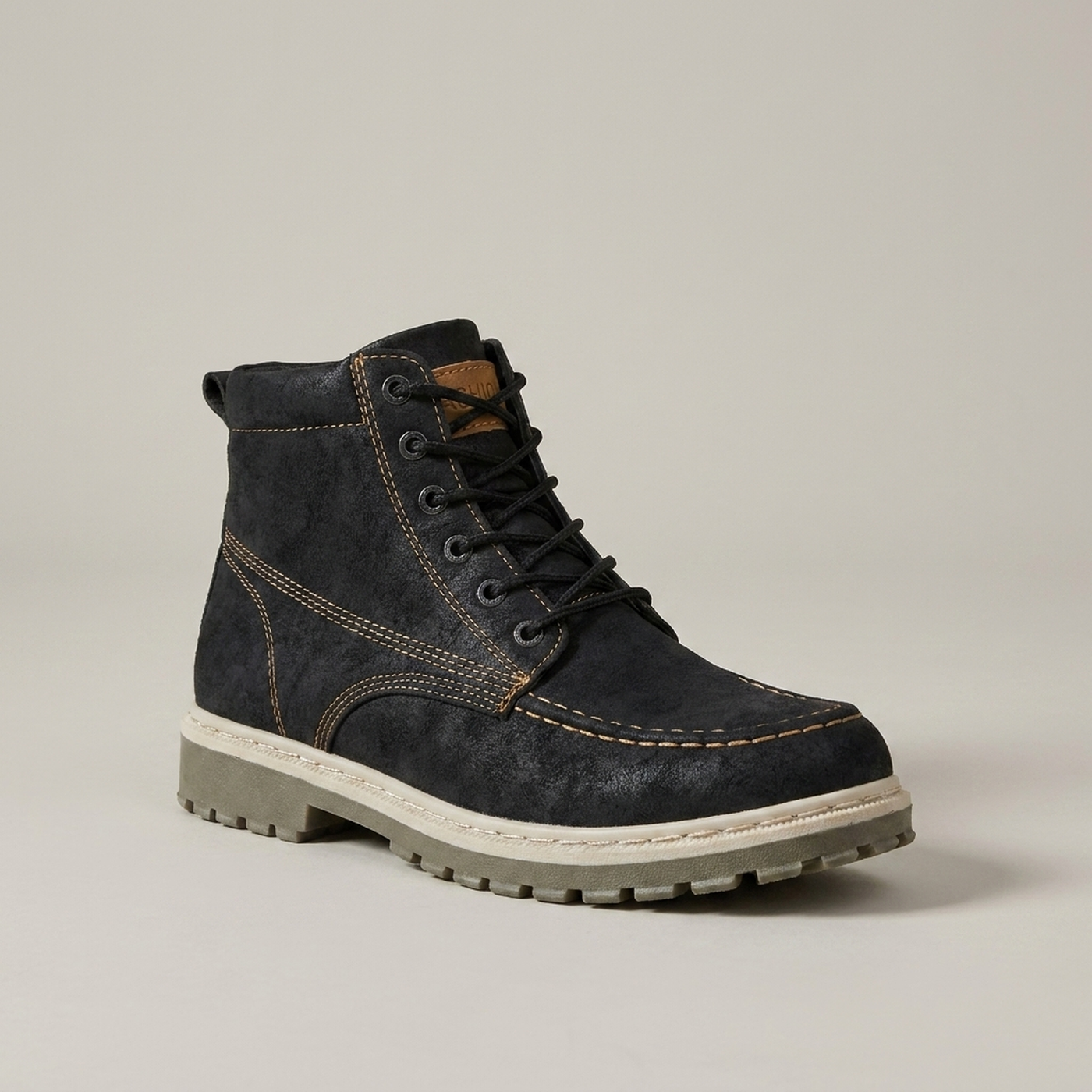 PLUXSTYLE::numise::mens-moc-toe-wedge-ankle-boots::closeup-hero