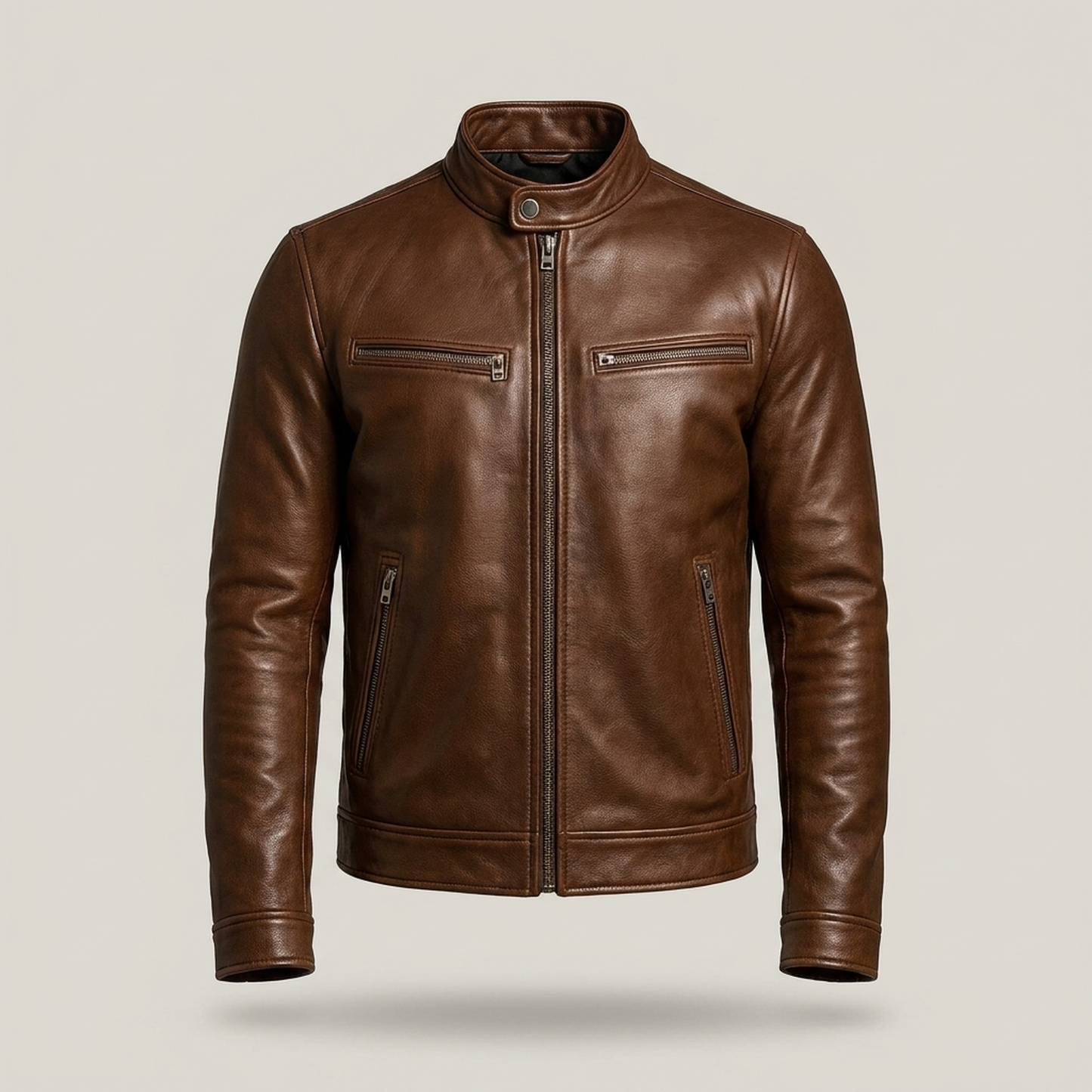 PLUXSTYLE::numise::mens-stand-collar-parka::pack-brown