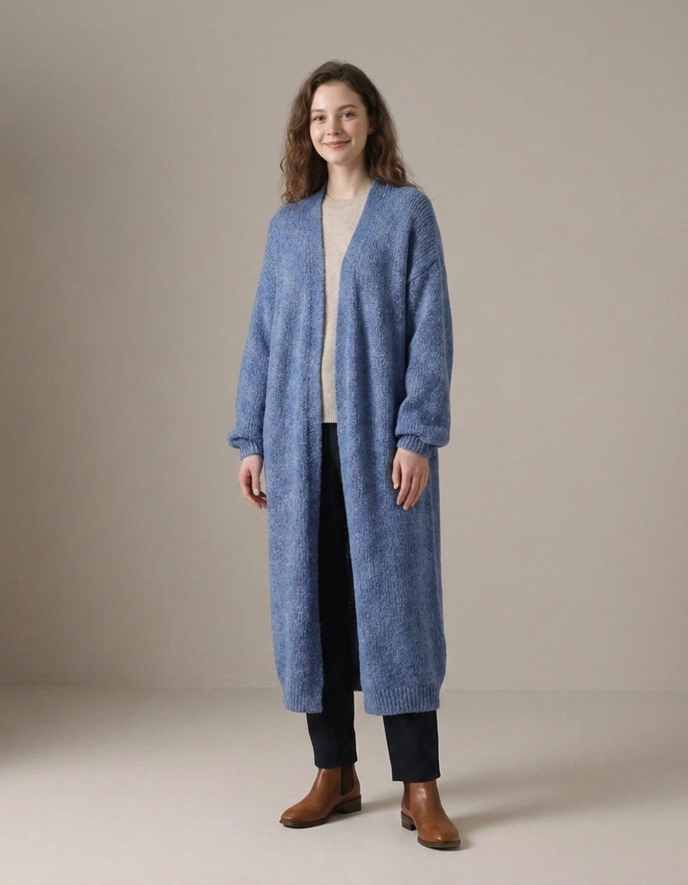 PLUXSTYLE::numise::oversized-maxi-cardigan::front