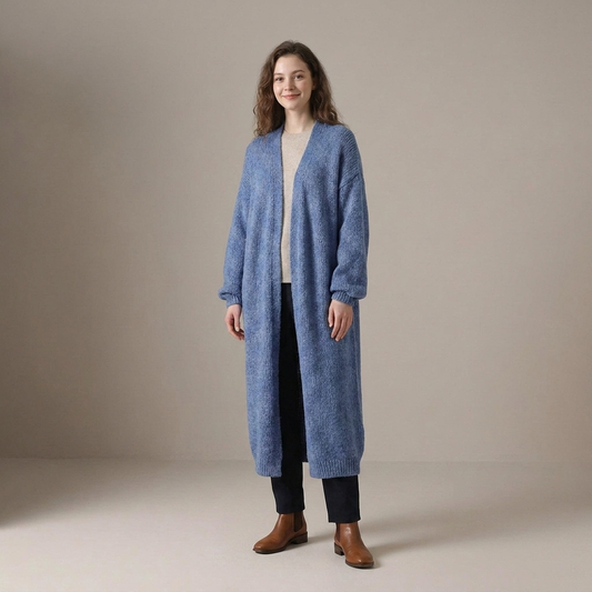 PLUXSTYLE::numise::oversized-maxi-cardigan::front