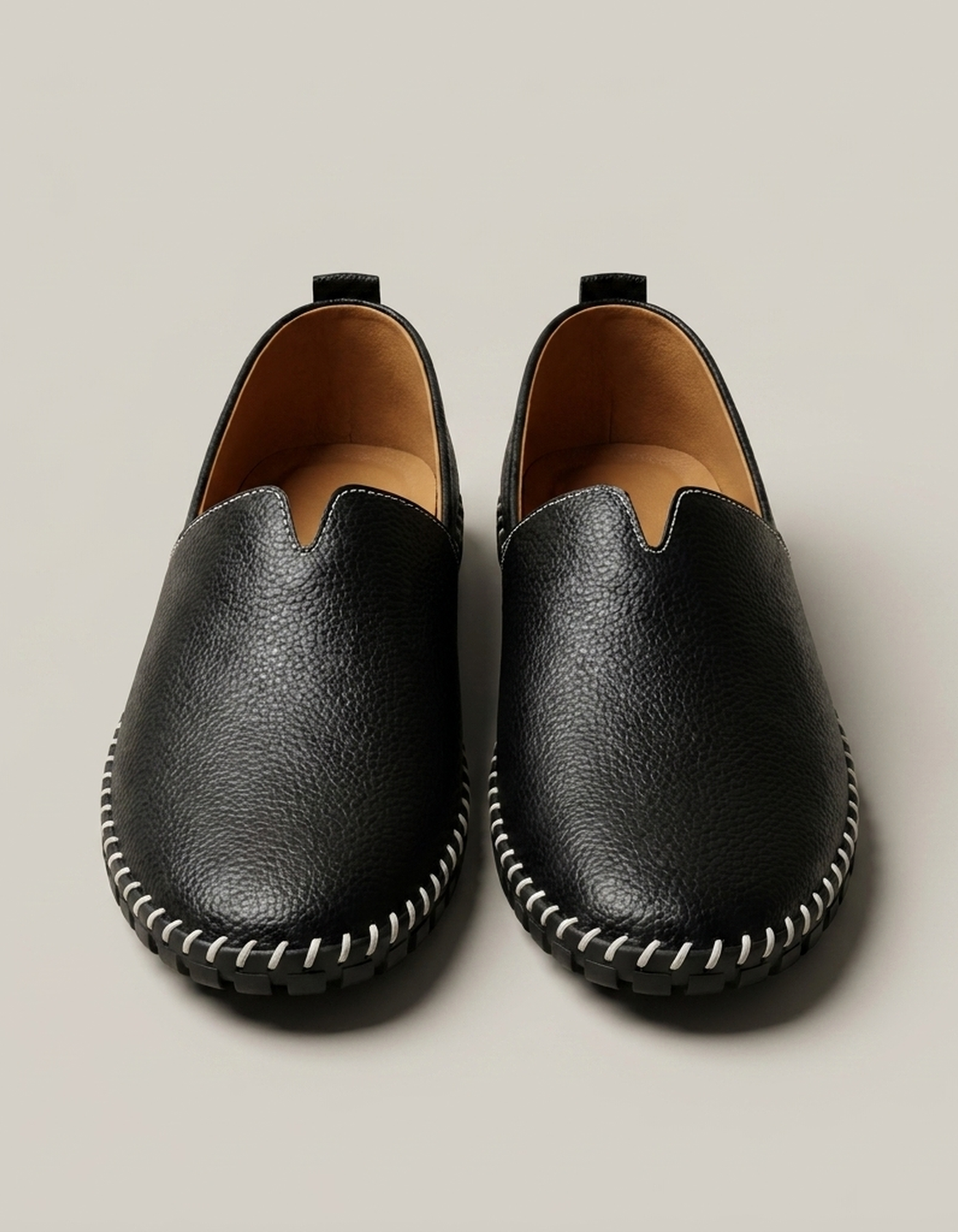 PLUXSTYLE::numise::mens-whipstitch-loafers::pack-black