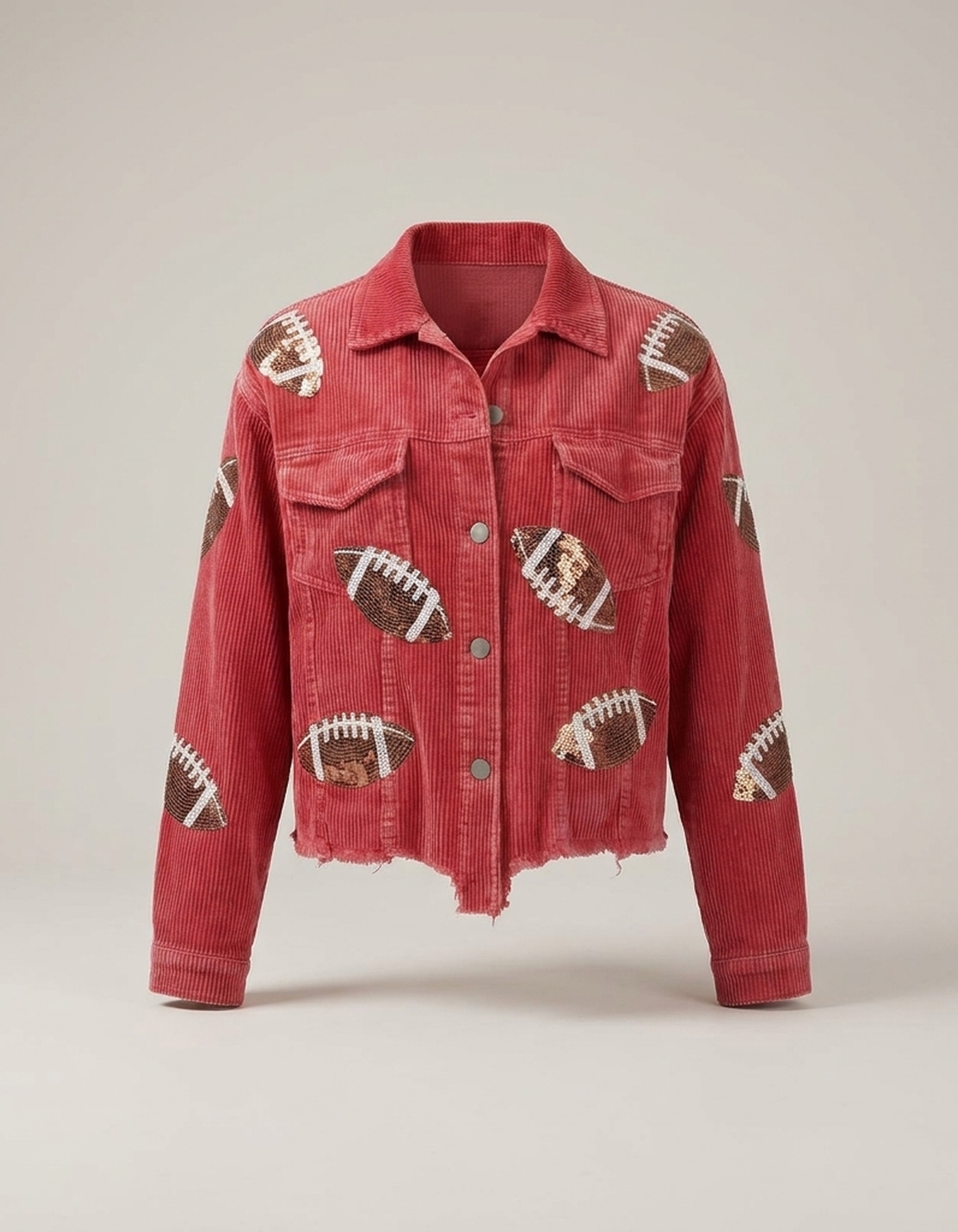 PLUXSTYLE::numise::game-day-sequin-parka::pack-red