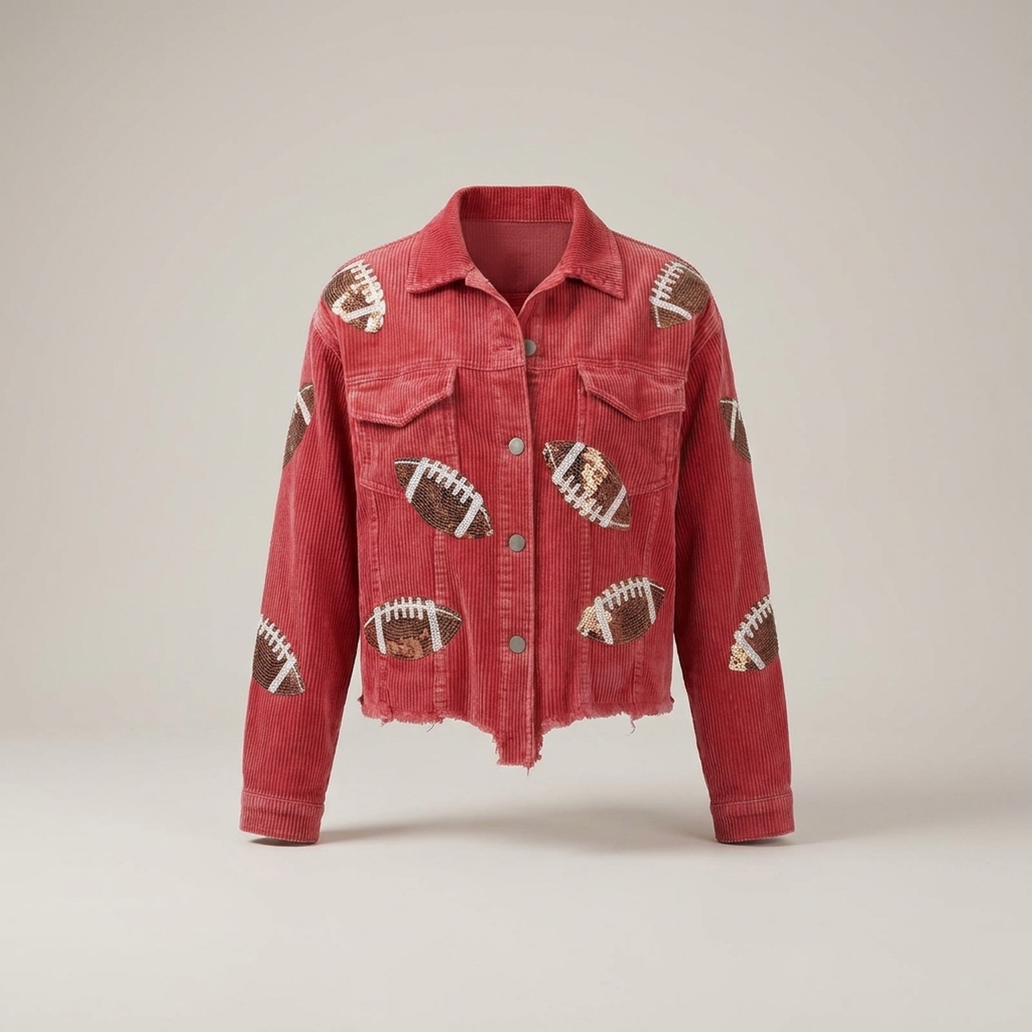 PLUXSTYLE::numise::game-day-sequin-parka::pack-red
