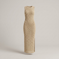 PLUXSTYLE::numise::sleeveless-bodycon-midi-dress::pack-beige