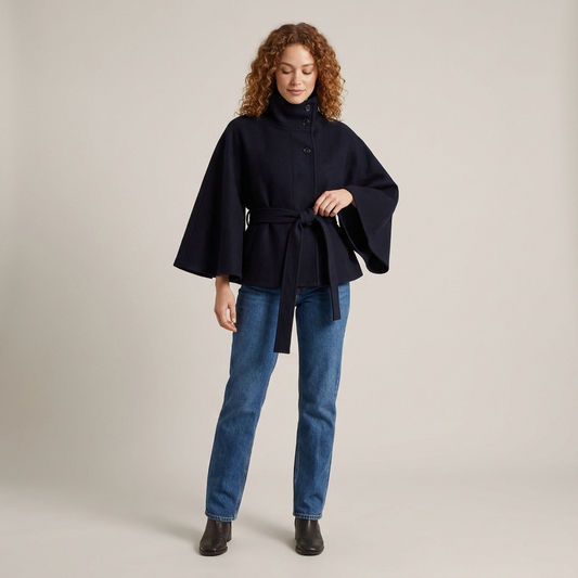 PLUXSTYLE::numise::cape-sleeve-belted-parka::front