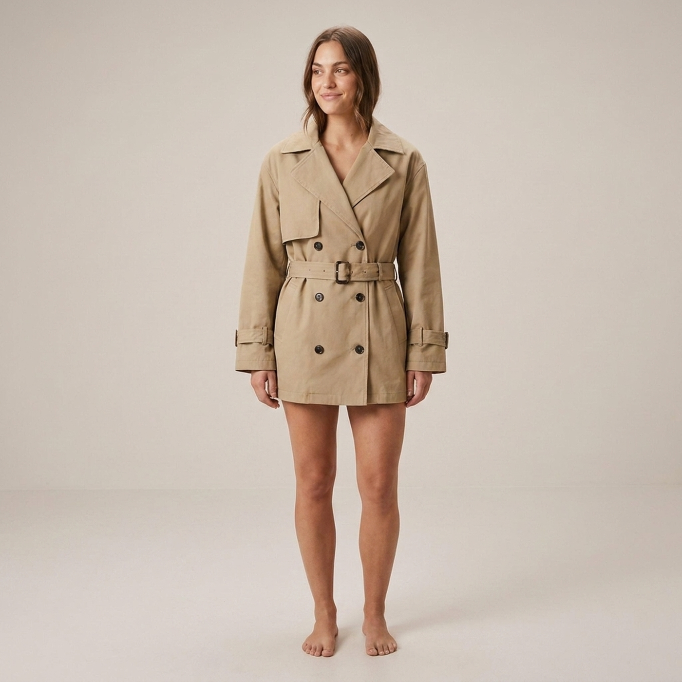 PLUXSTYLE::numise::womens-cropped-belted-parka::front