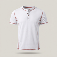 PLUXSTYLE::numise::mens-regular-fit-henley-top::pack-white
