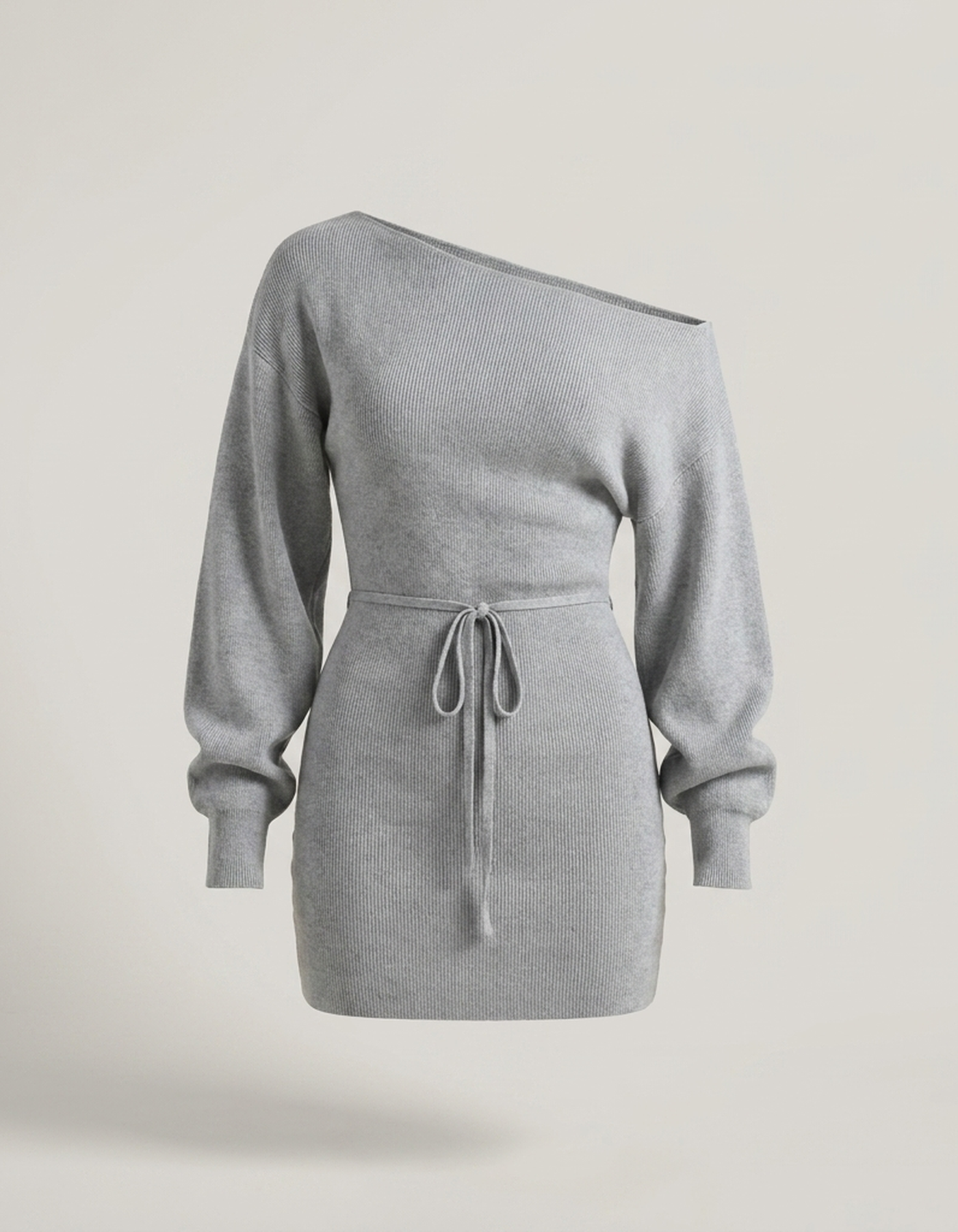 PLUXSTYLE::numise::bardot-tie-waist-mini-dress::pack-light-gray