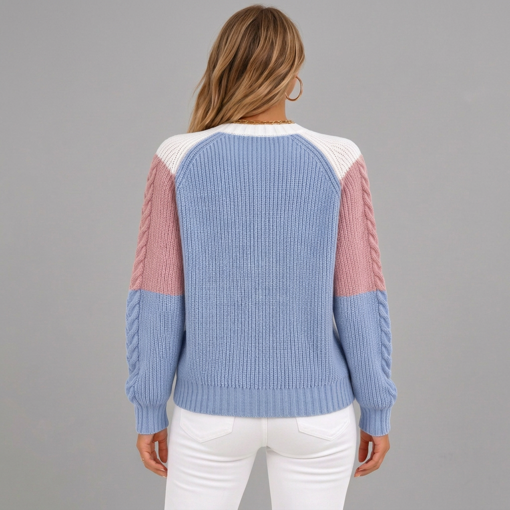 Josie | Maglione color block da donna in maglia a trecce