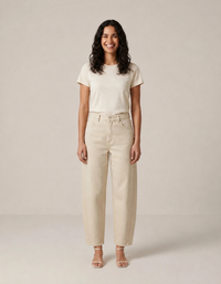 Akari Beige Barrel Leg Jeans