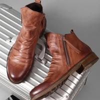 Colton | Men's Leather Zip Boots for Casual Wear