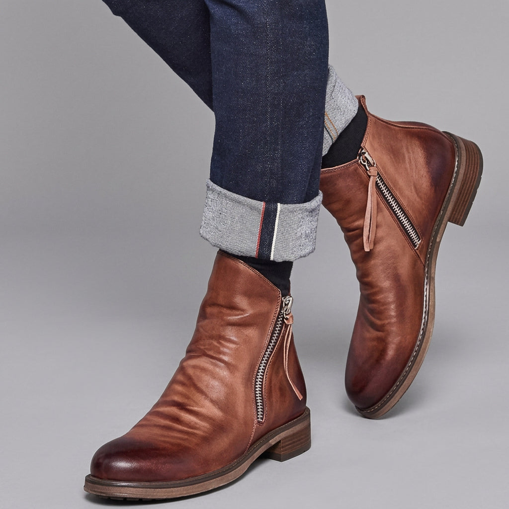 Colton | Men's Leather Zip Boots for Casual Wear