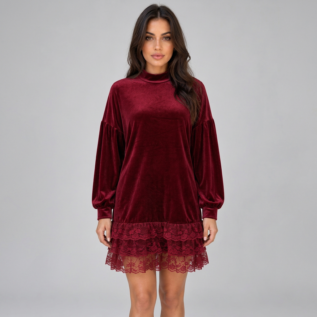 Lainey | Women's Winter High Neck Mini Dress