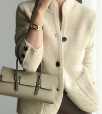 PLUXSTYLE::numise::relaxed-button-front-cardigan::lifestyle-keep-2