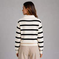 Georgia | Maglione invernale a righe da donna con mezza zip