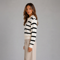 Georgia | Maglione invernale a righe da donna con mezza zip