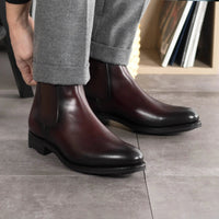 PLUXSTYLE::numise::burgundy-chelsea-boots-for-men::lifestyle-keep-2