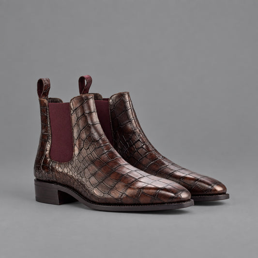 Crocodile Embossed Chelsea Boots