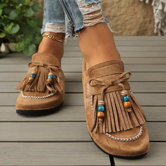 Joan Open-Back Taupe Mules
