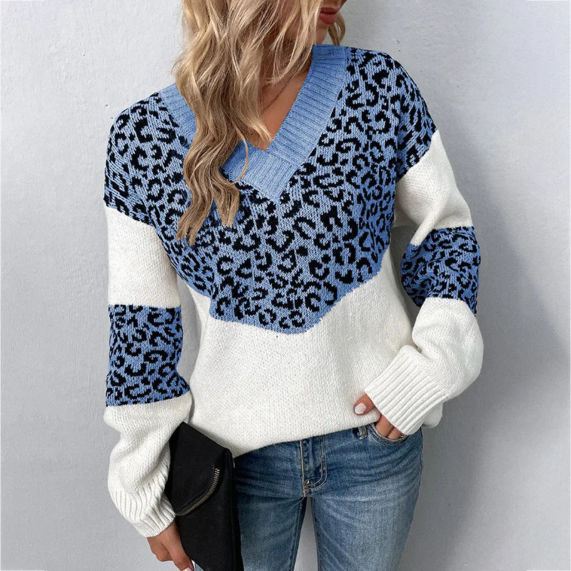 Leopard Print V-Neck Sweater