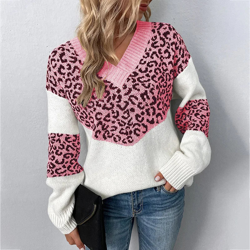 Leopard Print V-Neck Sweater