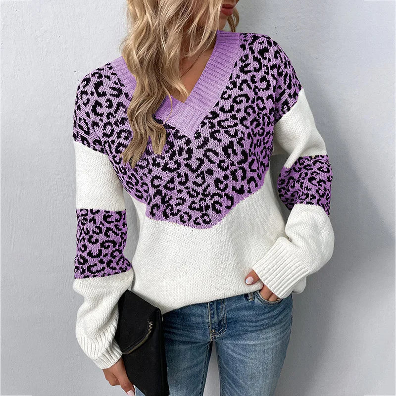 Leopard Print V-Neck Sweater