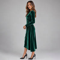 Aubrey | Women's Winter Velvet Wrap Midi Dress