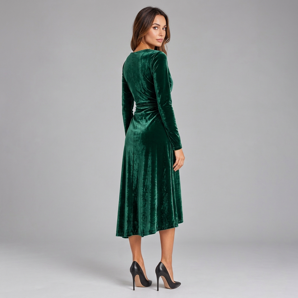 Aubrey | Women's Winter Velvet Wrap Midi Dress