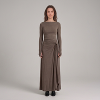 Daphne | Abito maxi arricciato a maniche lunghe da donna