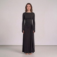 Daphne | Abito maxi arricciato a maniche lunghe da donna
