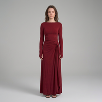 Daphne | Abito maxi arricciato a maniche lunghe da donna