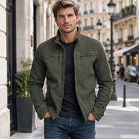 Giacca bomber da uomo verde con collo rialzato