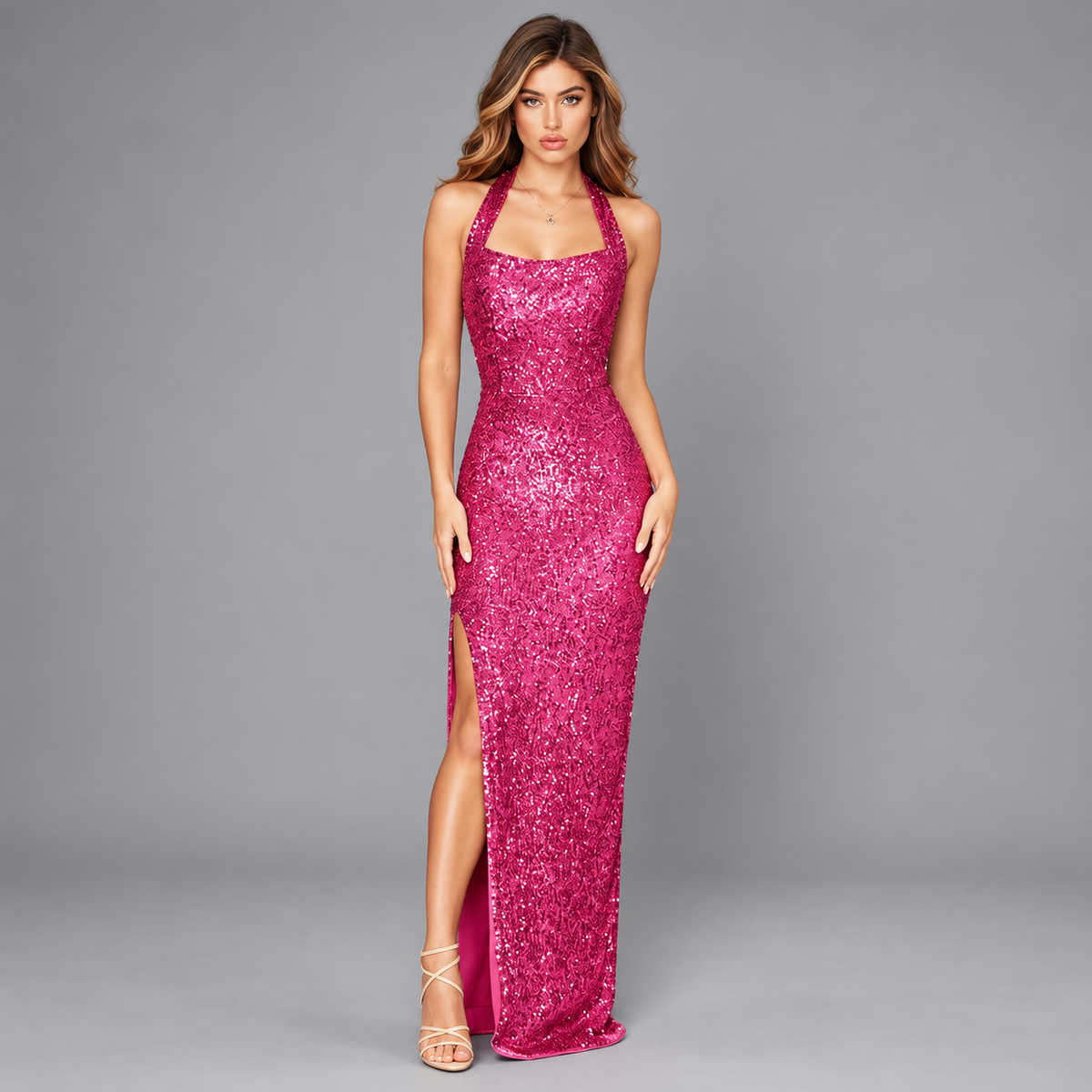 Sequin Split Maxi Dress