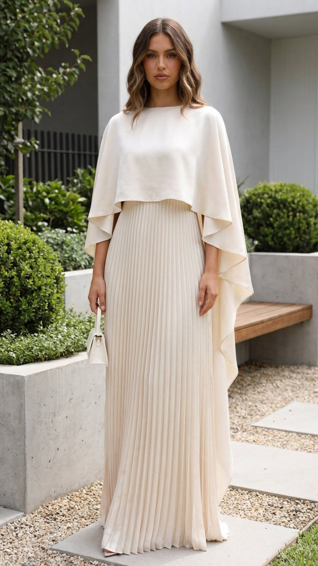 PLUXSTYLE::numise::aniya-cape-sleeve-maxi-dress::lifestyle-keep-1
