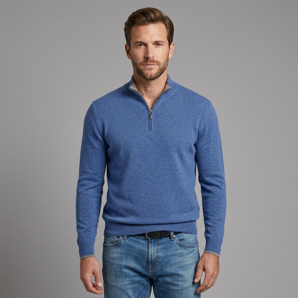 Quarter-Zip Ribbed Knit Pullover
