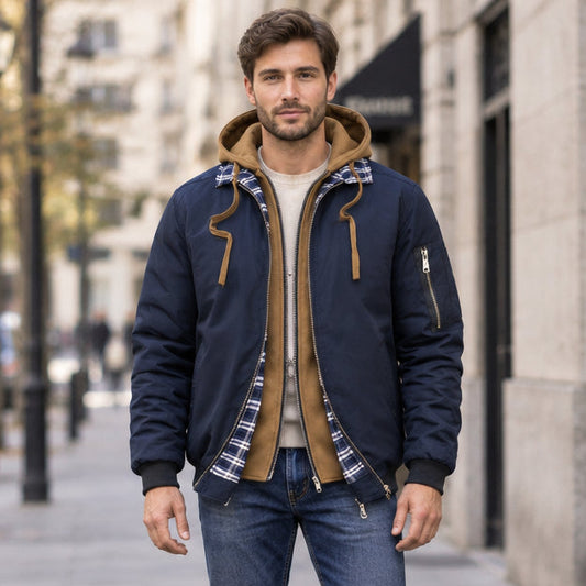 Giacca da uomo con cappuccio a quadri