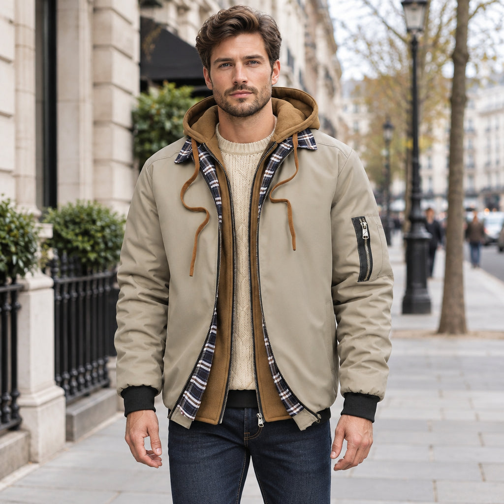 Men's Plaid Hooded Jacket