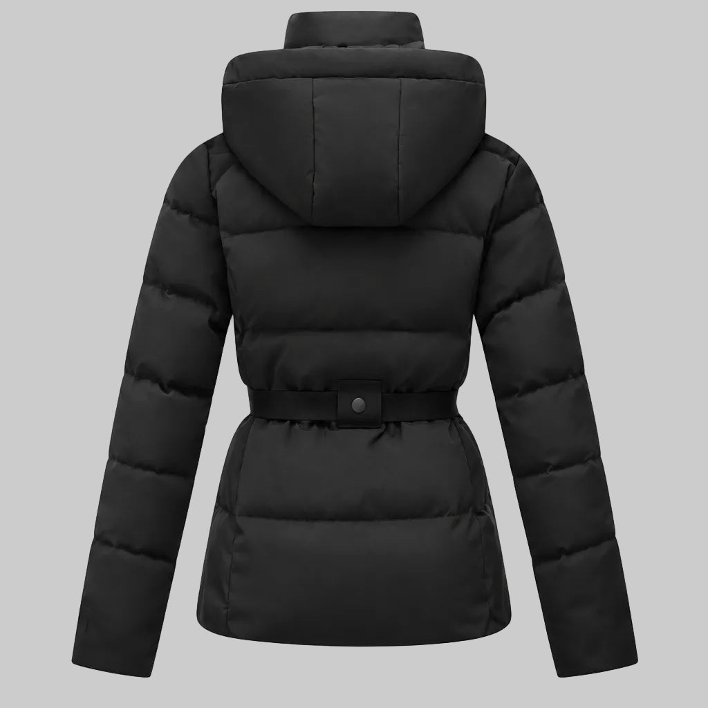 Women's Belted Hooded Puffer Jacket