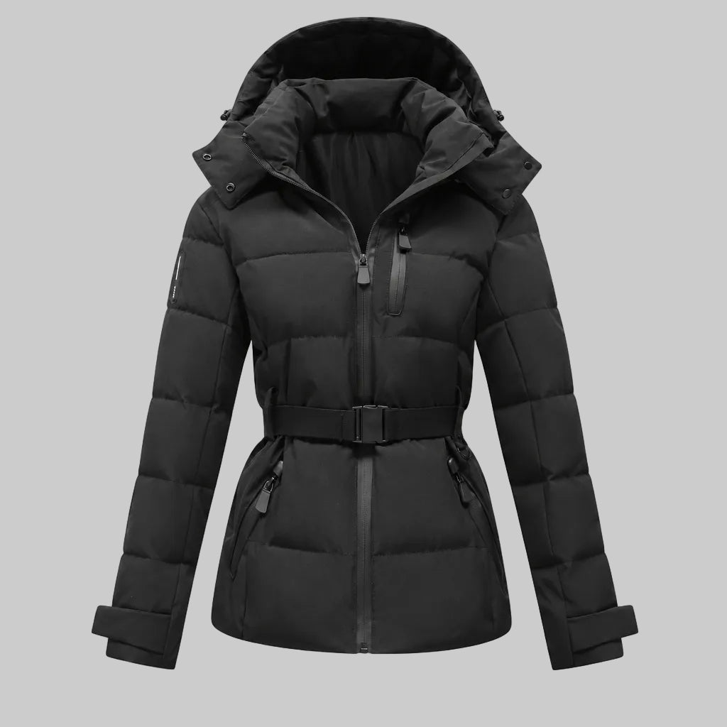 Women's Belted Hooded Puffer Jacket