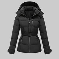 Women's Belted Hooded Puffer Jacket