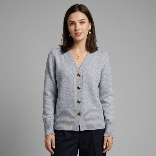 Cardigan classique à col V pour femme