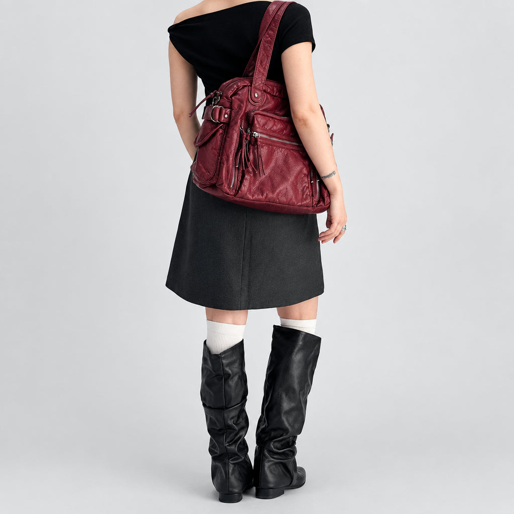 Schultertasche mit lässiger Struktur