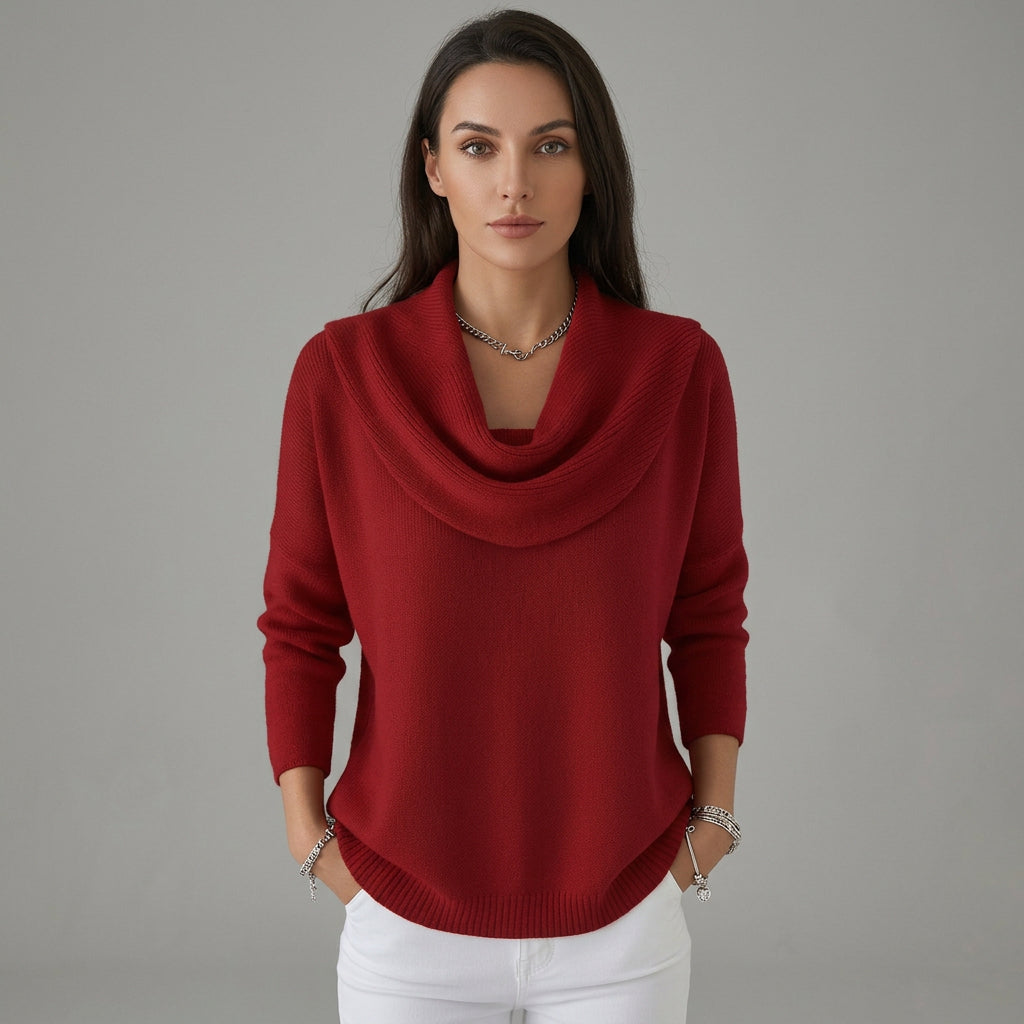 Relaxed Fit Cowl Neck Sweater