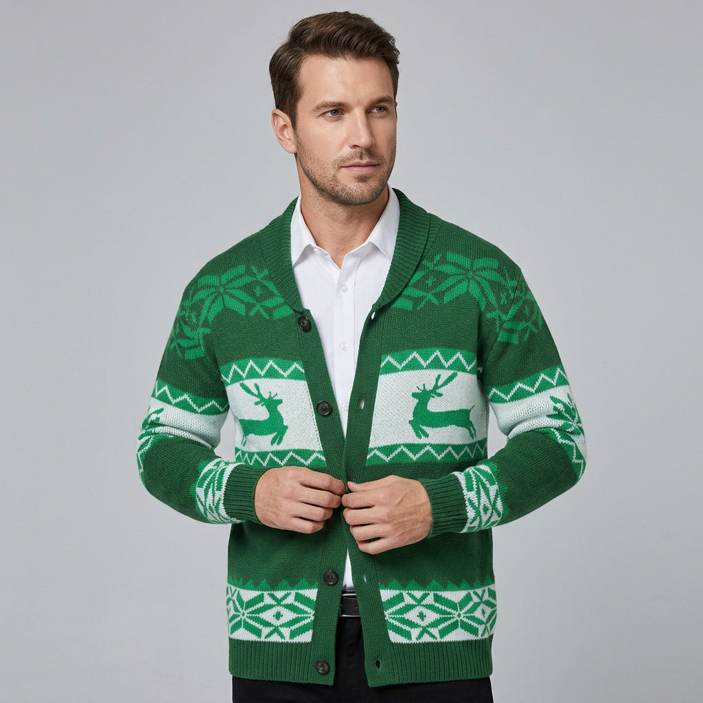 Grayson | Men's Winter Reindeer Knit Cardigan